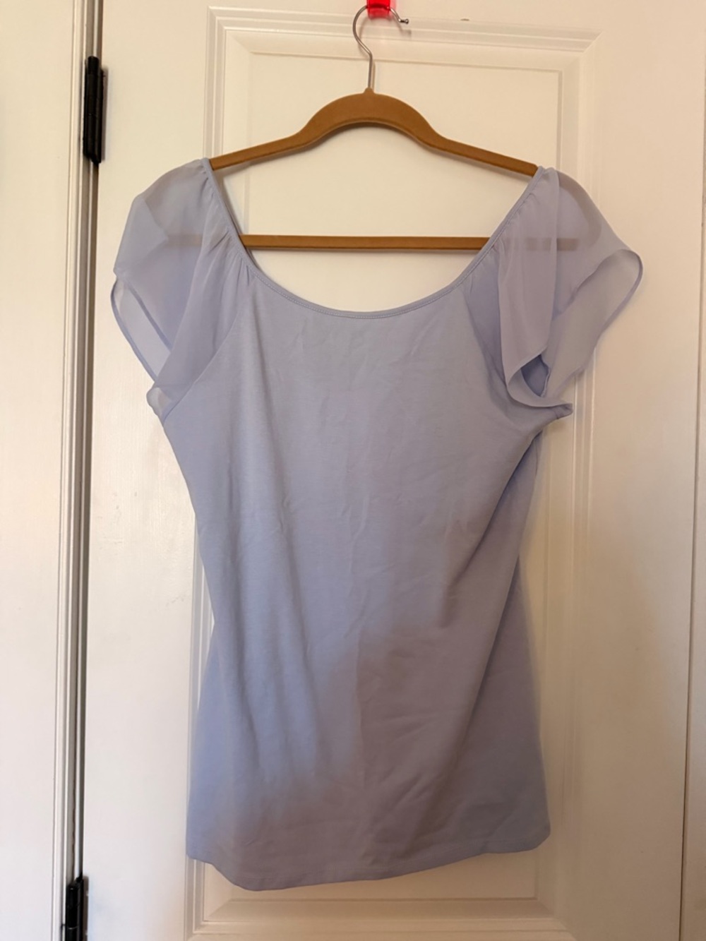 Express Light Lavender Scoop Neck Flutter Sleeve Top